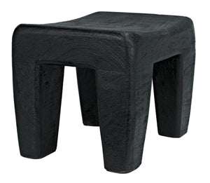 Noir Sumo Stool - Handcrafted Black Burnt Munggur Wood Accent Piece for Modern Minimalist Interiors AW-44BB