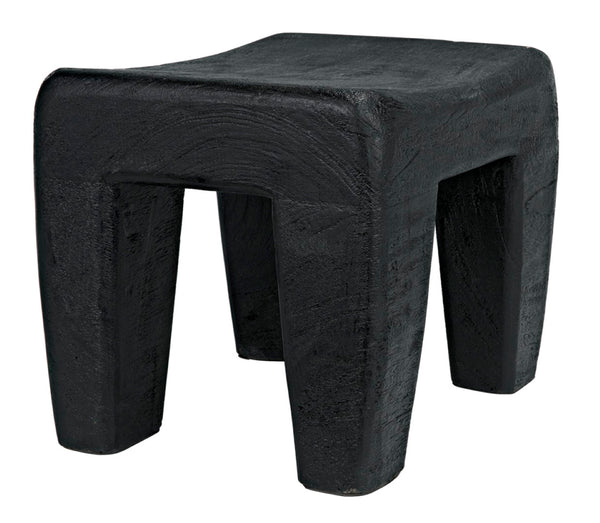 Noir Sumo Stool - Handcrafted Black Burnt Munggur Wood Accent Piece for Modern Minimalist Interiors AW-44BB