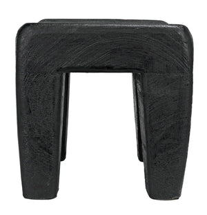 Noir Sumo Stool - Handcrafted Black Burnt Munggur Wood Accent Piece for Modern Minimalist Interiors AW-44BB