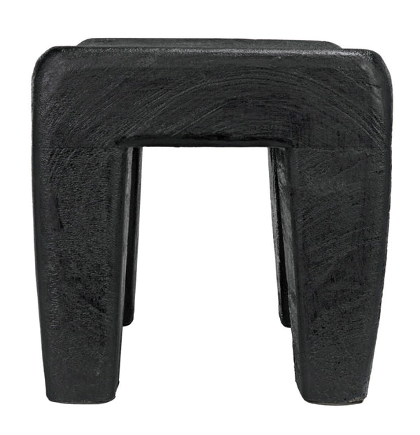 Noir Sumo Stool - Handcrafted Black Burnt Munggur Wood Accent Piece for Modern Minimalist Interiors AW-44BB