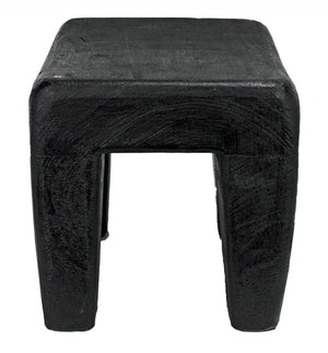 Noir Sumo Stool - Handcrafted Black Burnt Munggur Wood Accent Piece for Modern Minimalist Interiors AW-44BB
