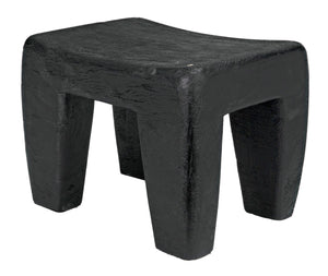 Noir Sumo Stool - Handcrafted Black Burnt Munggur Wood Accent Piece for Modern Minimalist Interiors AW-44BB