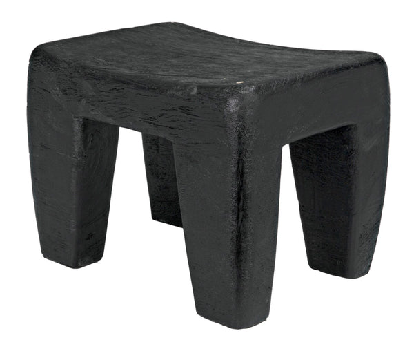 Noir Sumo Stool - Handcrafted Black Burnt Munggur Wood Accent Piece for Modern Minimalist Interiors AW-44BB