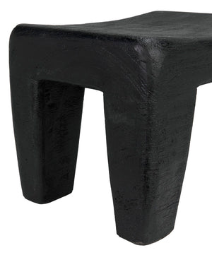 Noir Sumo Stool - Handcrafted Black Burnt Munggur Wood Accent Piece for Modern Minimalist Interiors AW-44BB