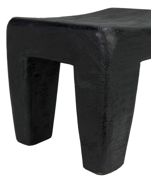 Noir Sumo Stool - Handcrafted Black Burnt Munggur Wood Accent Piece for Modern Minimalist Interiors AW-44BB