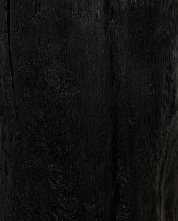 Noir Budi Side Table Set of 2: Modern Munggur Wood Accent Tables in Burnt Black for Stylish Spaces AW-46BB-2