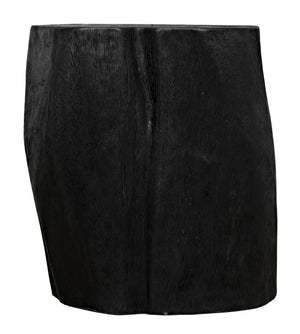 Noir Budi Side Table Set of 2: Modern Munggur Wood Accent Tables in Burnt Black for Stylish Spaces AW-46BB-2