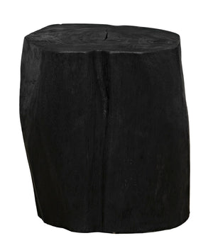 Noir Budi Side Table Set of 2: Modern Munggur Wood Accent Tables in Burnt Black for Stylish Spaces AW-46BB-2