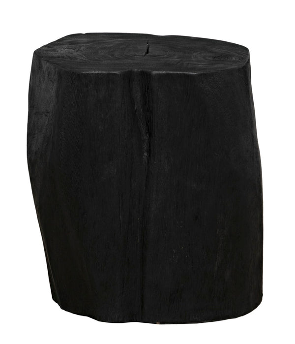 Noir Budi Side Table Set of 2: Modern Munggur Wood Accent Tables in Burnt Black for Stylish Spaces AW-46BB-2