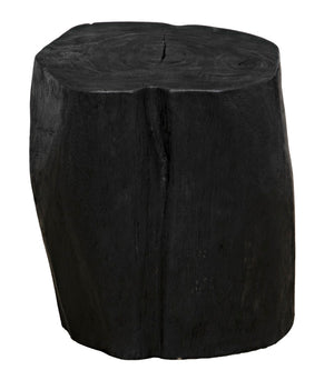 Noir Budi Side Table Set of 2: Modern Munggur Wood Accent Tables in Burnt Black for Stylish Spaces AW-46BB-2