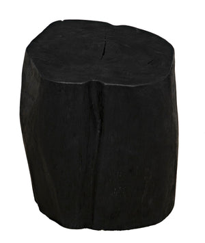 Noir Budi Side Table Set of 2: Modern Munggur Wood Accent Tables in Burnt Black for Stylish Spaces AW-46BB-2
