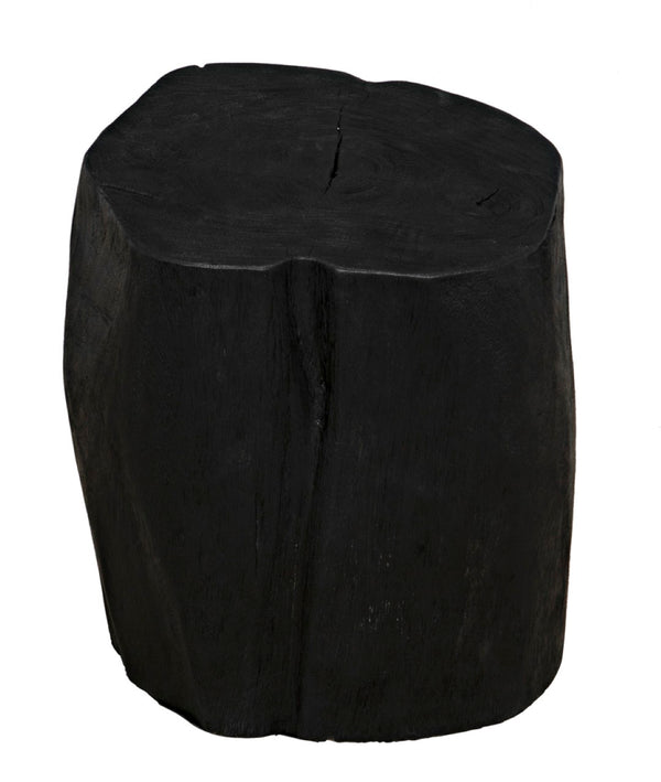 Noir Budi Side Table Set of 2: Modern Munggur Wood Accent Tables in Burnt Black for Stylish Spaces AW-46BB-2