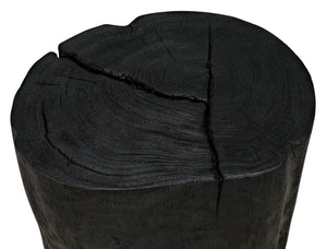 Noir Budi Side Table Set of 2: Modern Munggur Wood Accent Tables in Burnt Black for Stylish Spaces AW-46BB-2