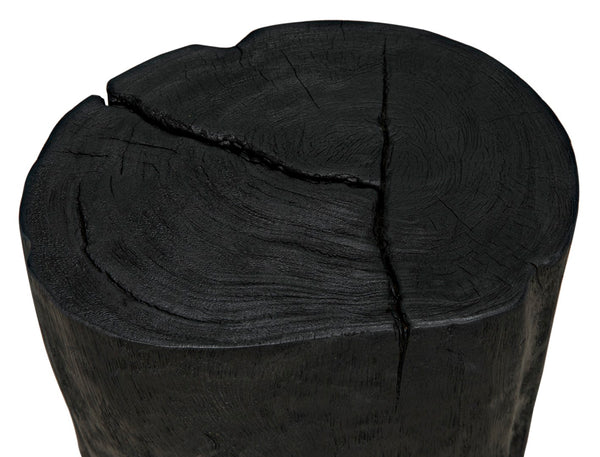Noir Budi Side Table Set of 2: Modern Munggur Wood Accent Tables in Burnt Black for Stylish Spaces AW-46BB-2