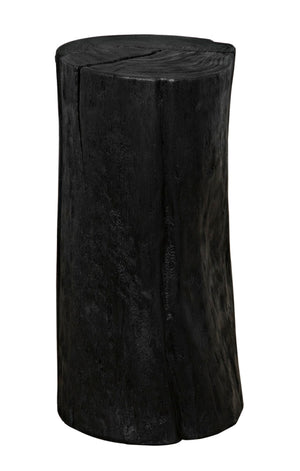 Noir Budi Side Table Set of 2: Modern Munggur Wood Accent Tables in Burnt Black for Stylish Spaces AW-46BB-2