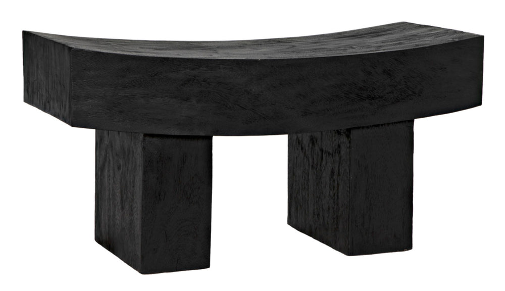 Noir Bow Bench - Modern Wood Seating with Rich Burnt Black Finish for Entryways, Living Rooms & More AW-52BB