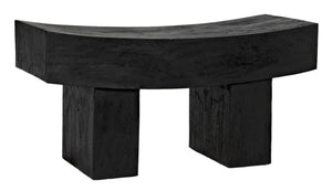 Noir Bow Bench - Modern Wood Seating with Rich Burnt Black Finish for Entryways, Living Rooms & More AW-52BB
