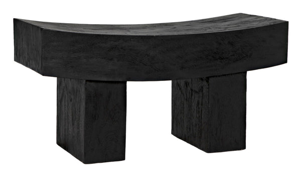 Noir Bow Bench - Modern Wood Seating with Rich Burnt Black Finish for Entryways, Living Rooms & More AW-52BB