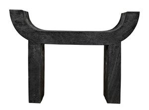 Noir Kazuo Stool – Modern Munggur Wood Accent with Burnt Black Finish, Unique Character & Versatile Use AW-54BB