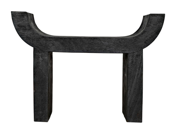 Noir Kazuo Stool – Modern Munggur Wood Accent with Burnt Black Finish, Unique Character & Versatile Use AW-54BB
