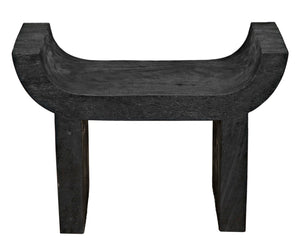 Noir Kazuo Stool – Modern Munggur Wood Accent with Burnt Black Finish, Unique Character & Versatile Use AW-54BB