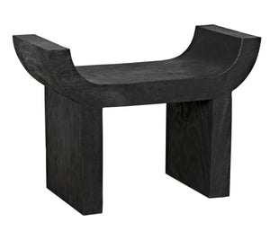 Noir Kazuo Stool – Modern Munggur Wood Accent with Burnt Black Finish, Unique Character & Versatile Use AW-54BB