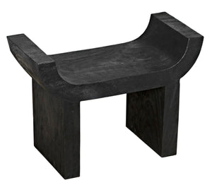 Noir Kazuo Stool – Modern Munggur Wood Accent with Burnt Black Finish, Unique Character & Versatile Use AW-54BB