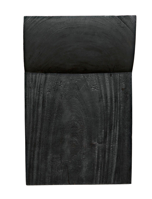 Noir Kazuo Stool – Modern Munggur Wood Accent with Burnt Black Finish, Unique Character & Versatile Use AW-54BB