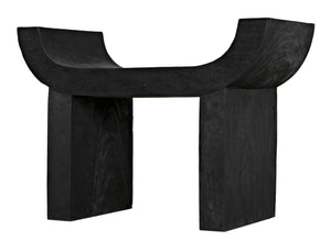 Noir Kazuo Stool – Modern Munggur Wood Accent with Burnt Black Finish, Unique Character & Versatile Use AW-54BB