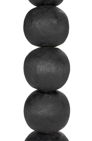 Noir Alpha Tall Sculptural Accent - Industrial Iron & Munggur Wood Storage Tower in Burnt Black Finish AW-57BB
