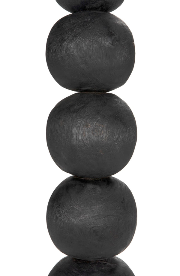Noir Alpha Tall Sculptural Accent - Industrial Iron & Munggur Wood Storage Tower in Burnt Black Finish AW-57BB
