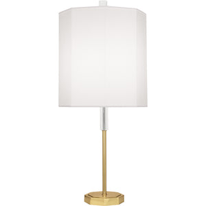 Robert Abbey Kate Table Lamp Modern Brass Finish w/ Clear Crystal Accents Ascot White Fabric Shade