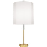 Robert Abbey Kate Table Lamp Modern Brass Finish w/ Clear Crystal Accents Ascot White Fabric Shade