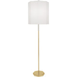 Robert Abbey Kate Floor Lamp Modern Brass Finish w/ Clear Crystal Accents Ascot White Fabric Shade