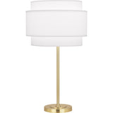 Robert Abbey Decker Table Lamp Modern Brass Finish Ascot White Fabric Shade