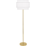 Robert Abbey Decker Floor Lamp Modern Brass Finish Ascot White Fabric Shade