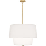 Robert Abbey Decker Pendant Modern Brass Finish Ascot White Fabric Shade