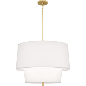 Robert Abbey Decker Pendant Modern Brass Finish Ascot White Fabric Shade