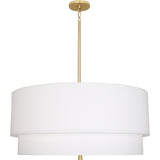 Robert Abbey Decker Pendant Modern Brass Finish Ascot White Fabric Shade