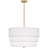 Robert Abbey Decker Pendant Modern Brass Finish Ascot White Fabric Shade