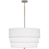 Robert Abbey Decker Pendant Polished Nickel Finish Ascot White Fabric Shade