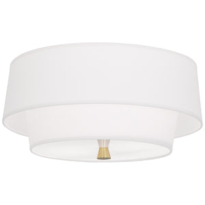 Robert Abbey Decker Flushmount Modern Brass Finish Ascot White Fabric Shade