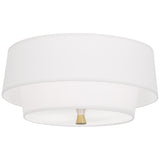 Robert Abbey Decker Flushmount Modern Brass Finish Ascot White Fabric Shade