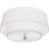 Robert Abbey Decker Flushmount Polished Nickel Finish Ascot White Fabric Shade