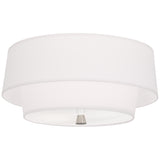 Robert Abbey Decker Flushmount Polished Nickel Finish Ascot White Fabric Shade