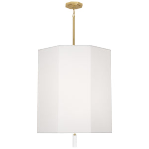 Robert Abbey Kate Pendant Modern Brass Finish w/ Clear Crystal Accent Ascot White Fabric Shade