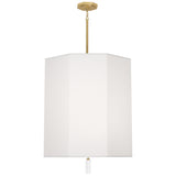 Robert Abbey Kate Pendant Modern Brass Finish w/ Clear Crystal Accent Ascot White Fabric Shade