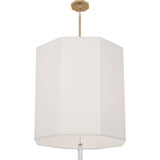 Robert Abbey Kate Pendant Polished Nickel Finish w/ Clear Crystal Accent Ascot White Fabric Shade