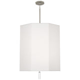 Robert Abbey Kate Pendant Polished Nickel Finish w/ Clear Crystal Accent Ascot White Fabric Shade