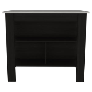 English Elm Cala Kitchen Island With Black Frame And Ibiza Marble Top – Stylish Storage Solution For Any Space B07092007